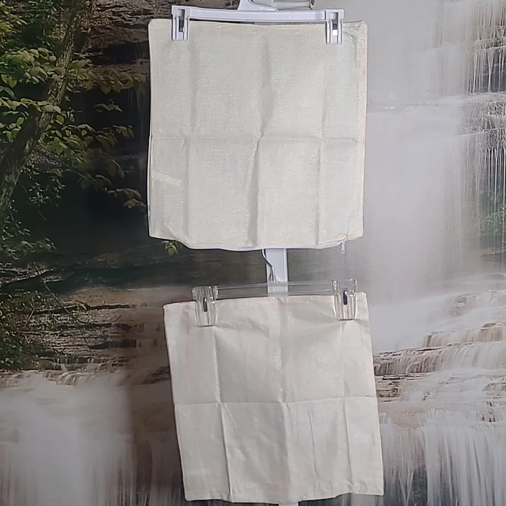 New! Set of 2 Pink Blue Striped Easter Bunny Decorative Soft Burlap Pillow Cover
